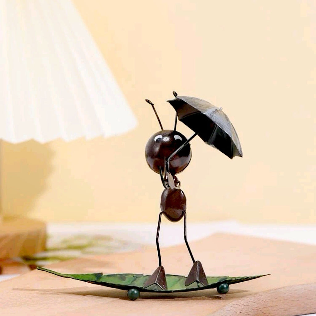 4 Figurines Fourmis Métalliques Colorées - Décoration Jardin Intérieur/extérieur Avec Ressorts