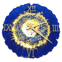 Horloge Murale en Époxy Bleu Profond - Design Océan Artisanal Silencieux 35 cm - KDEZO