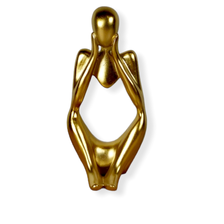 3 pièces statue penseur, le silence est or art abstrait figurine 3 pièces statue penseur, le silence est or art abstrait figurine