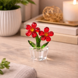Bouquet Rubis Rouge – Décoration Florale en Verre