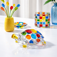 Tortue Décorative en Verre Multicolore