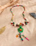 Collier à pendentif aléatoire en perles multicolores - KDEZO