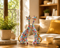 Couple de Chats en Mosaïque - Cadeau Artistique Multicolore