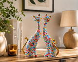 Couple de Chats en Mosaïque - Cadeau Artistique Multicolore