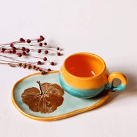 tasse motif feuille