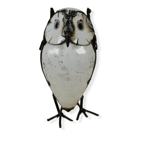 hibou en métal recyclé